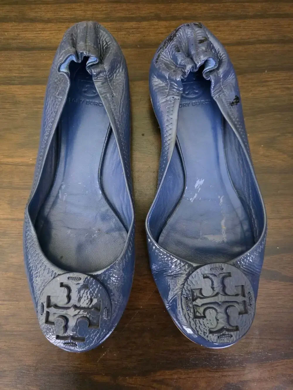 Tory Burch Reva Patent Leather Ballet Flats in Blue 9